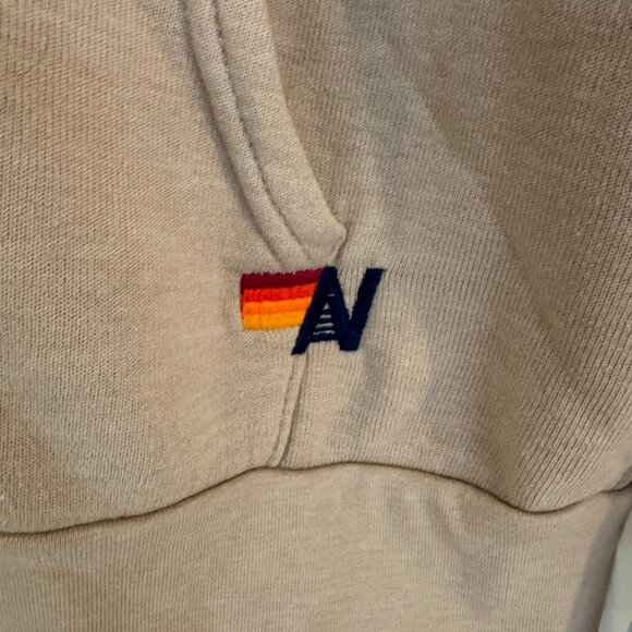 Aviator Nation Tan Hoodie with Rainbow Heart - Picture 5 of 6